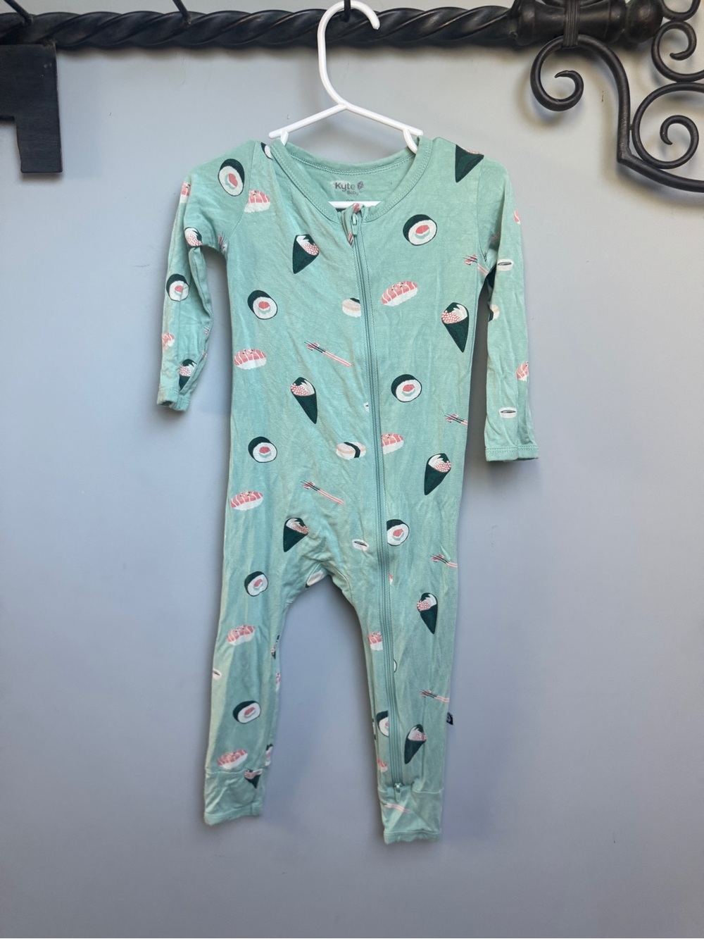 Kyte Mint Sushi Print Zip-Front Kids One-Piece